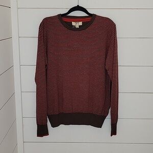 NWT CPT by Cockpit USA XL red brown grey striped crew neck sweatet